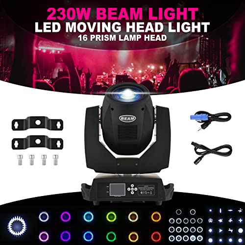 Try-Yean 2 Pack 230W Moving Head Beam Light 16Ch 16 Prism Moving Stage Lights With Lcd Display 12 Color 14 Gobo Patterns Dmx512 Dj Light Rotating Stage Lights For Weeding Party Club Music Shows #TOP3