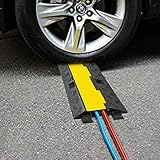 BestEquip 3 Pack Extreme Rubber Cable Protectors 2 Channel Cable Protector Ramp 11000lbs Capacity Rubber Speed Bump Rubber Traffic Speed Bumps Channel Cable Protector