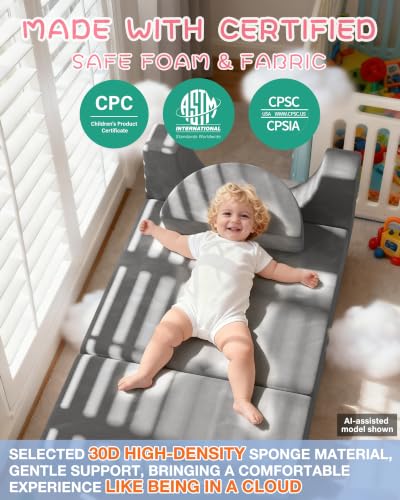 Image of YEFU 15pcs Modular Kids Play Couch,1000+ Imagination Creative Play | for kids ages 1+,7 shapes,countless configurations,30D high-density foam,fort building,washable cover, playroom,birthday gift