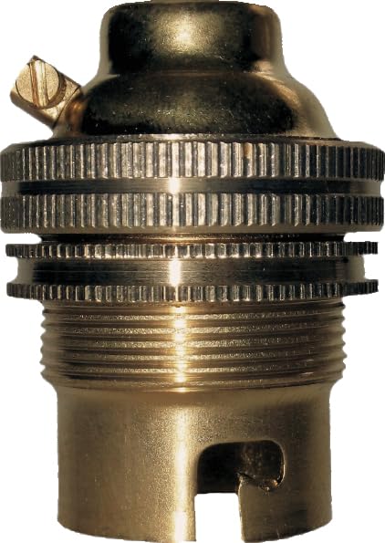 Messing-Lampenfassung B22 Mit Schirmträgerring – 10 Mm Gewinde, Für Leuchtmittel Bis 200 W