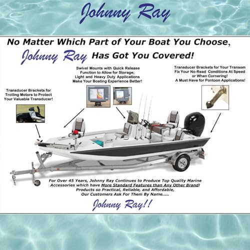 Image of Johnny Ray JR-208 Fish Finder Mount and Depth Finder Mount - Heavy Duty Marine Electronics & Sonar Bracket for Boats, 360 Rotating Quick Release Swivel Base