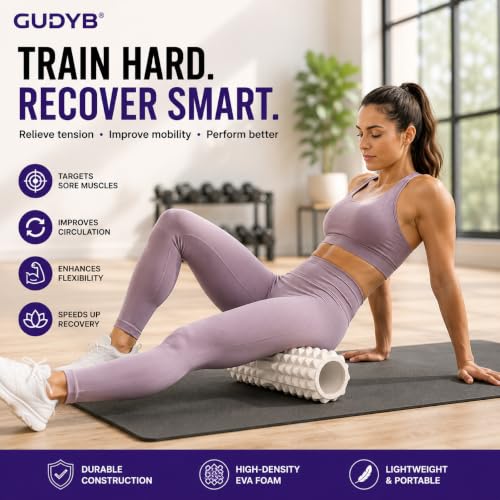 Image of Faom Roller for Exercise Gym- Deep Tissue Body Massage Roller for Back Pain, Neck & Knee - Yoga Roller Fitness Workout, Muscle Massager Equipment, Stretching Tool -33cm (WHITE)