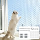 Hainue Katzennetz für Balkon Fenste,10x3m Katzennetz-Netz Ohne Bohren,Balkonnetze für Katzen mit 30m Befestigungsseil,Transparent Balkonnetz Robust UV-Beständig & Witterungsfest