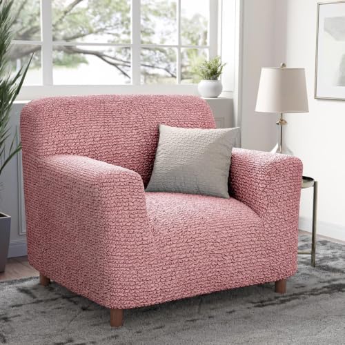 Image of Bellissima Sofa Covers - Premium Luxury Microfibra Plain Stretchable Sofa Cover Fully Covered Slipcover, Imported from Italy (Dusty Rose, 1 Seater-US)