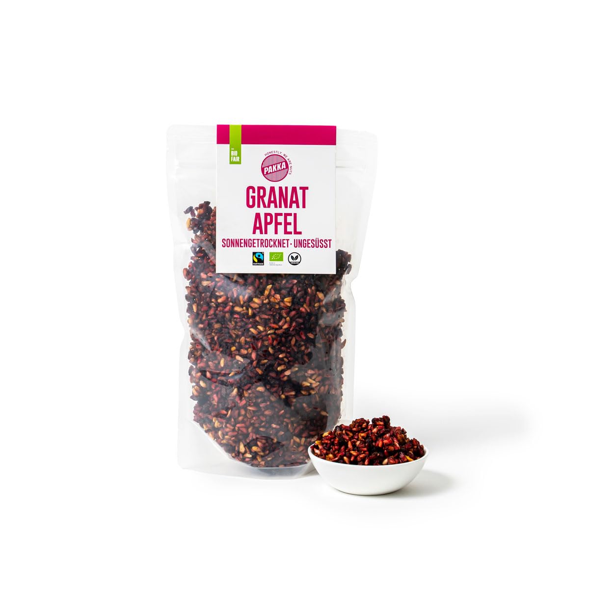 PAKKA – Chicchi di melograno bio essiccati, melograni “King” Fairtrade essiccati al sole da Samarcanda, Uzbekistan, (350 g)