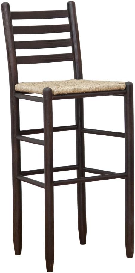 30 in. Woven Seat Ladderback Barstool in Walnut Finish Brown
