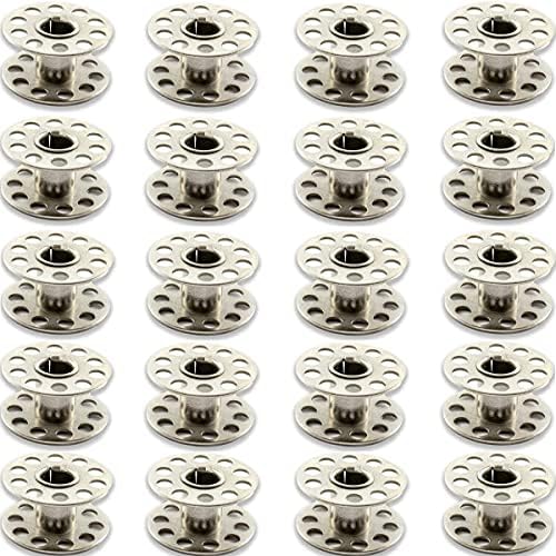 kuou 25 Pieces Sewing Machine Bobbins, Empty Metal Bobbins Spool Sewing