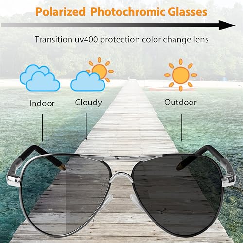 Rocknight 8503 Aviator Sunglasses For Men Polarized Photochromic Driving Sunglasses Uv400 Outdoor Indoor Shades thumb #3