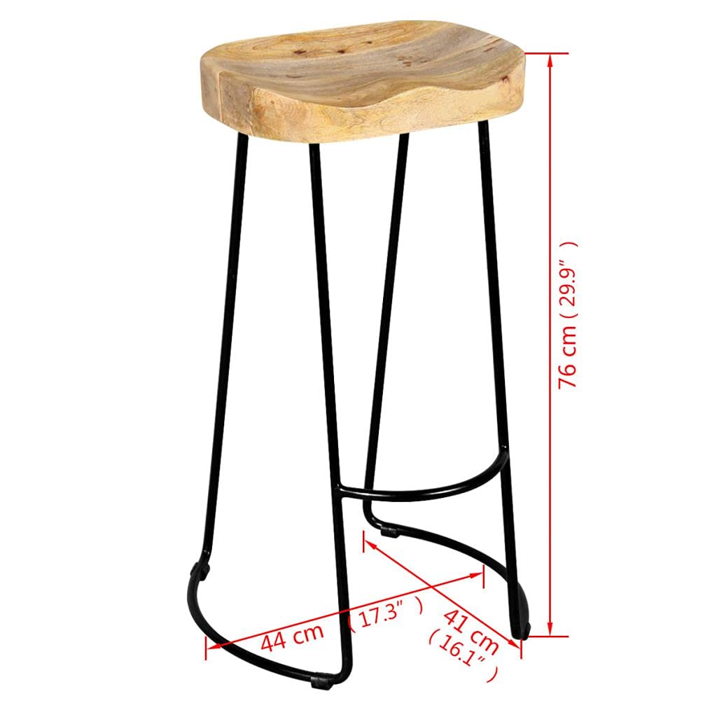 Taburetes de Cocina 2 Unidades Madera Maciza de Mango Taburetes Bajos Cocina