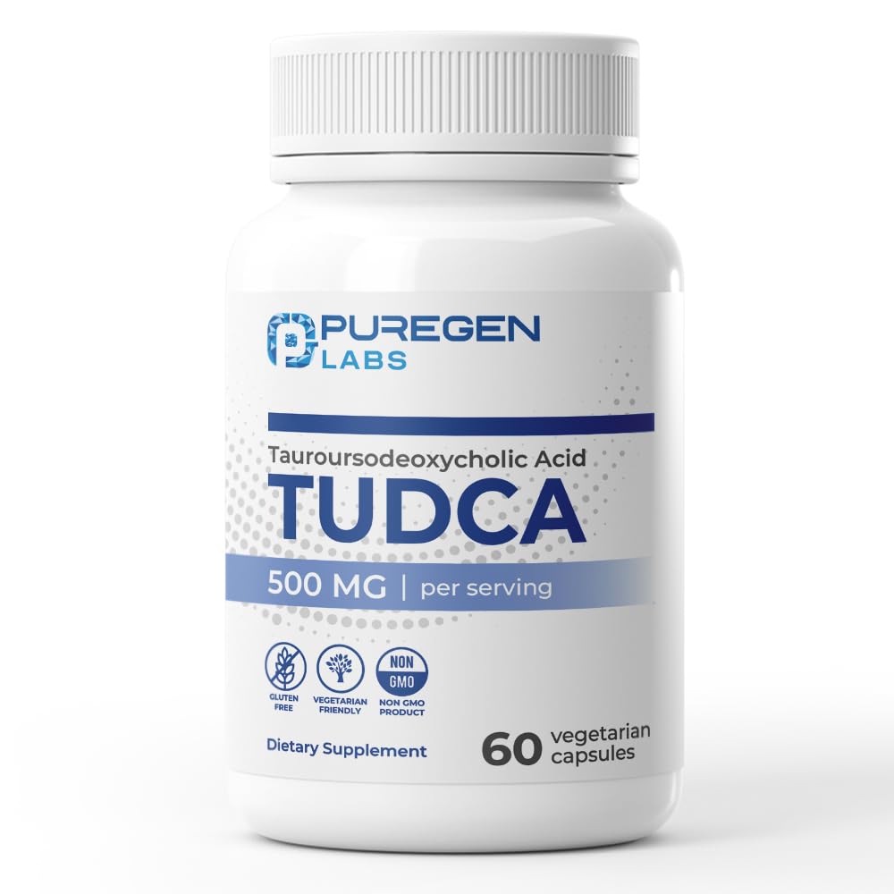 Puregen Labs TUDCA (Tauroursodeoxycholic Acid) 500mg per Serving, 60 Caps