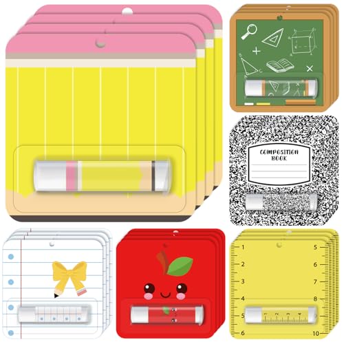 Image of 24 Pack Back to School Lip Balm | Pencil, Crayon, Apple and Notebook Designs,First Day of School Gifts Student Favors and Teacher Appreciation Presents