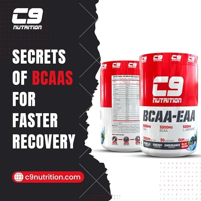 Image of C9 NUTRITION BCAA + EAA Powder | Sugar Free Workout Muscle Recovery & Endurance Drink with 5000mg BCAA, 9000mg EAA, 500 mg L-Arginine | Amino Acid Supplements (30 Servings, Watermelon Flavour)
