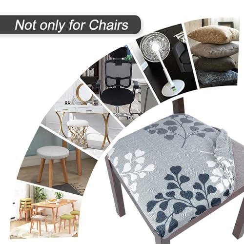 Image of SearchI Seat Covers for Dining Room Chairs Stretch Printed Chair Seat Covers Set of 8, Removable Washable Upholstered Chair Seat Protector Cushion Slipcovers for Kitchen, Office(Leaves Pattern)