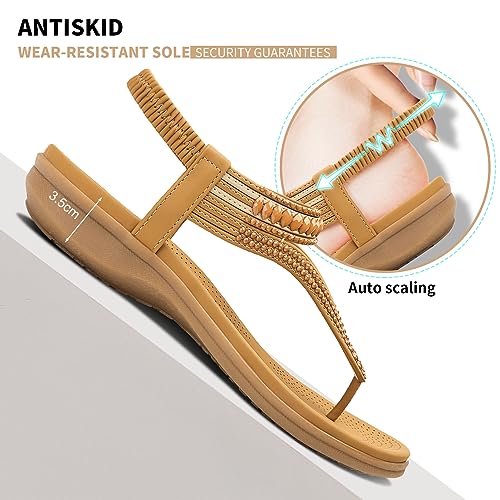 Image of Littleplum Womens Sandals Comfort Arch Support Sandals Summer Walking Shoes Casual Ankle Elastic Flip Flops Shoes
