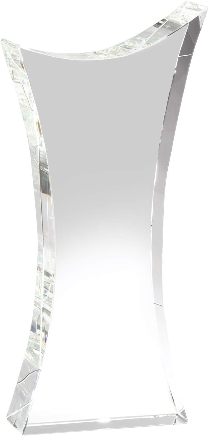 Customizable 10 X 4-1/2 Inch Optical Crystal Angled Shaped Tower Award with Personalization
