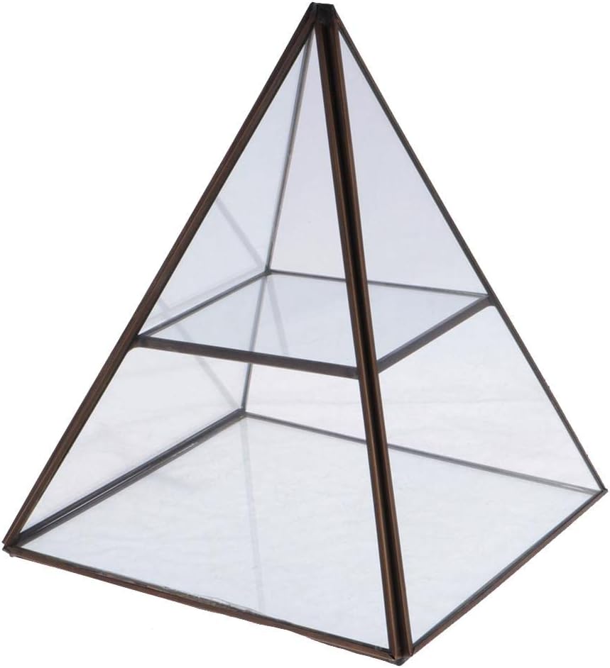 joyMerit Pyramid Glass Ring Display Case Women Jewelry Collection Storage Organizer Box - Antique Bronze