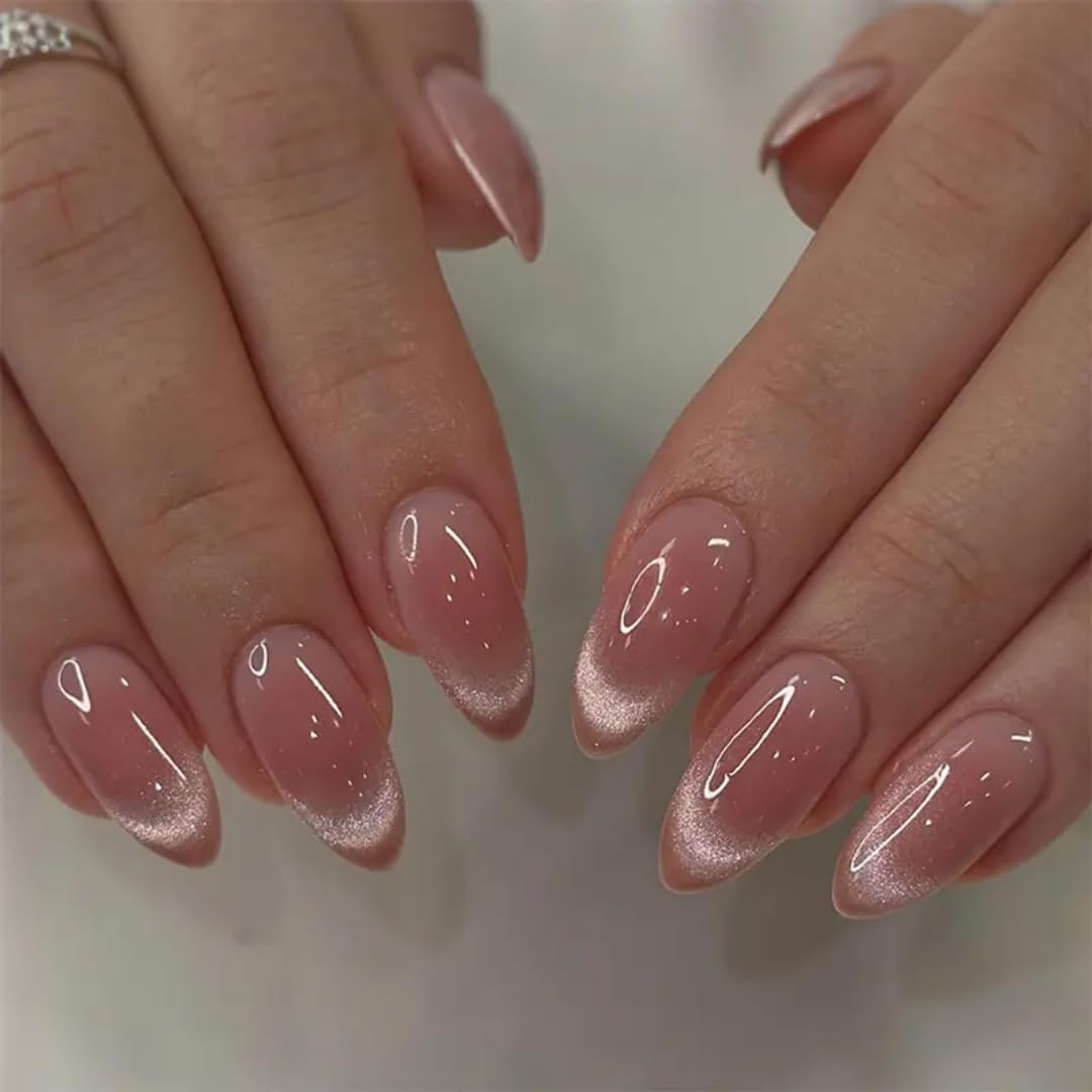 Ombre Pink Almond Press On Nails Kit for Women And Girls Fake Nail Extension | Reusable Nail Extension For Women With Glue Tab | Long Lasting Glossy Finish Artificial Nails | Easy to Apply Fake Nails for Salon Look at Home | Stick-On Manicure Kit For Parties, Weddings And Gifts | Trendy Nail Art Set for All Occasions-image-49