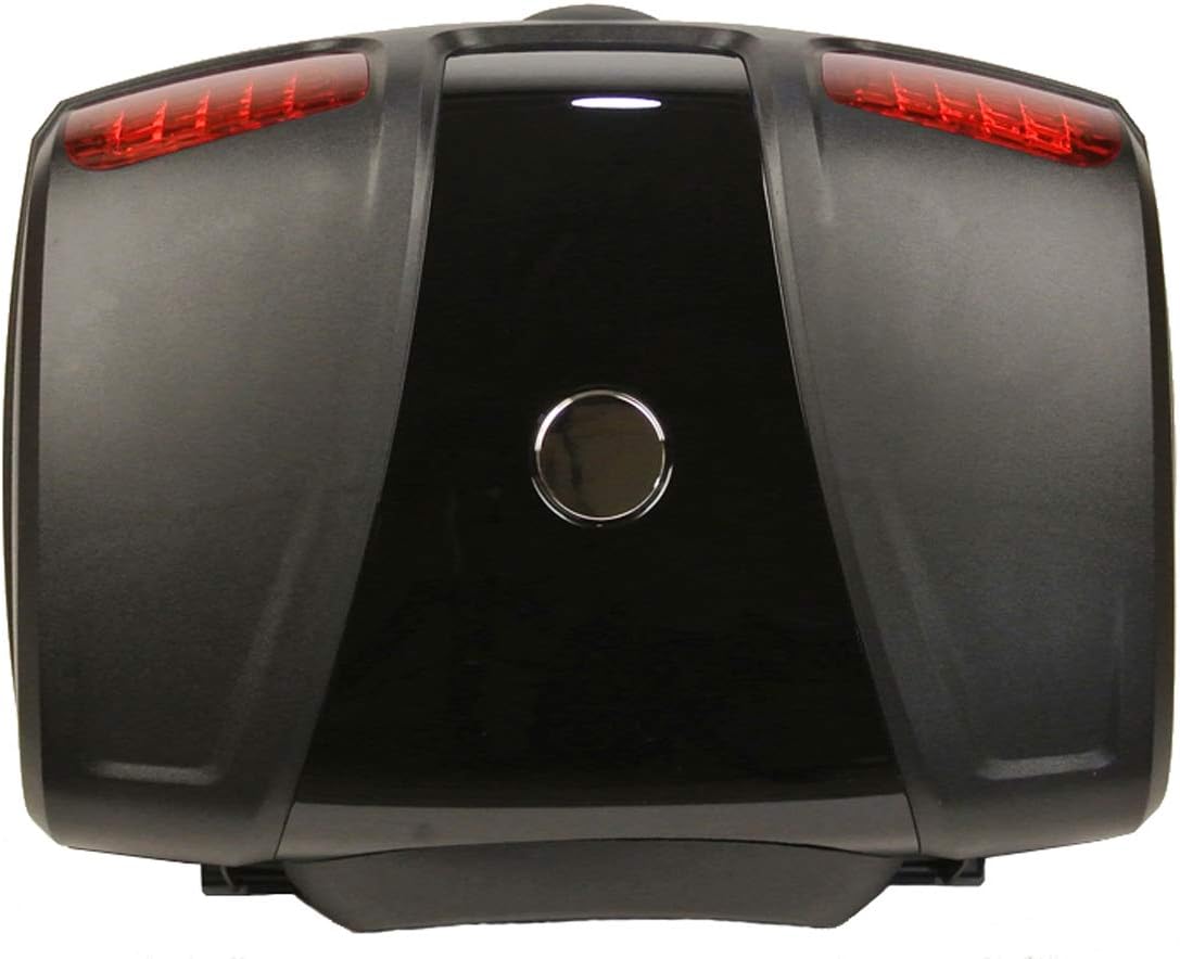 AG-86 容量47L リアボックス ブラック 着脱も簡単 オシャレなデザインで頑丈！ 大容量 汎用タイプ キャリア取付用 LEDストップランプ 背もたれパット 付き バイク バイクリアボックス トップケース (AG-86 ブラック)