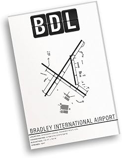 Modern Poster of BDL Bradley International Airport | 11x17 12x18 16x24 24x36 Unframed Wall Art | Minimal Traveler Print for Gift | Minimalist Home Office Decor