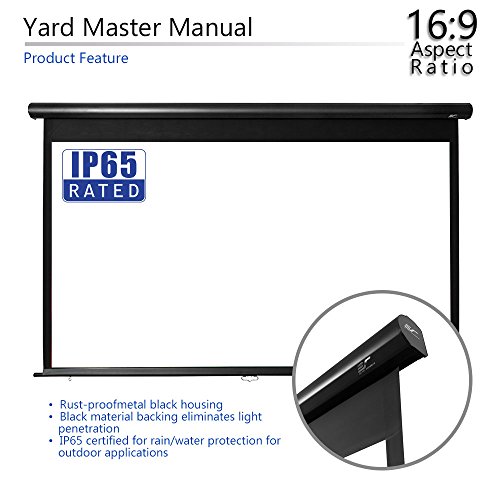 Elite Screens Yard Master Manual Series, 120-inch Diagonal 16:9, Outdoor Pull Down Projection Manual Projector Screen with Auto Lock, US Based Company 2-YEAR WARRANTY -OMS120HM