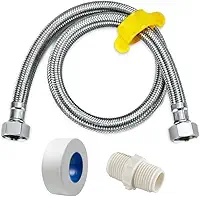 Engate Rabicho Flexível em Aço Inoxidável 60cm Rosca 1/2'' Fêmea x Fêmea com Veda Rosca e Niple 1/2'' para Todas as Instalações