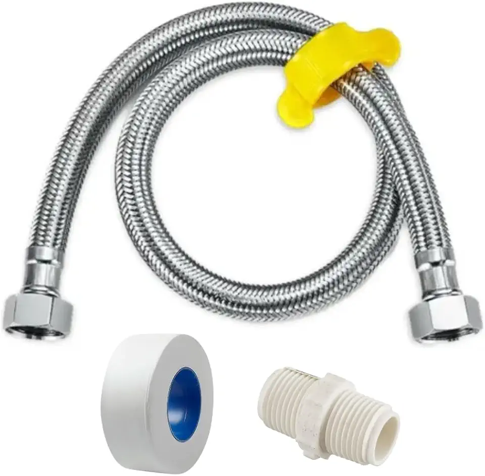Engate Rabicho Flexível Rabicho Inox 60cm Rosca 1/2'' Fêmea x Fêmea Com Veda Rosca e Niple 1/2" Para Todas As Instalações
