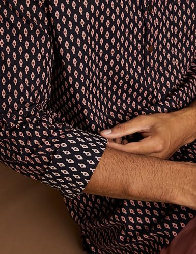 Image of Amazon Brand - Symbol Cotton Screen Print Regular Men's Smart Length Kurta