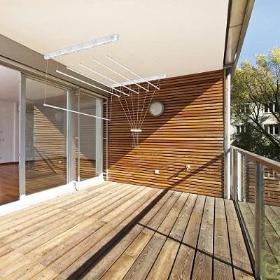 DURA HOME Deckenwäscheständer - Weiß | Platzsparender Wäscheständer für den Innenbereich | Höhenverstellbar | Starker Stahl | Ideal für Waschküche, Badezimmer, Balkon (180cm / Weiß)