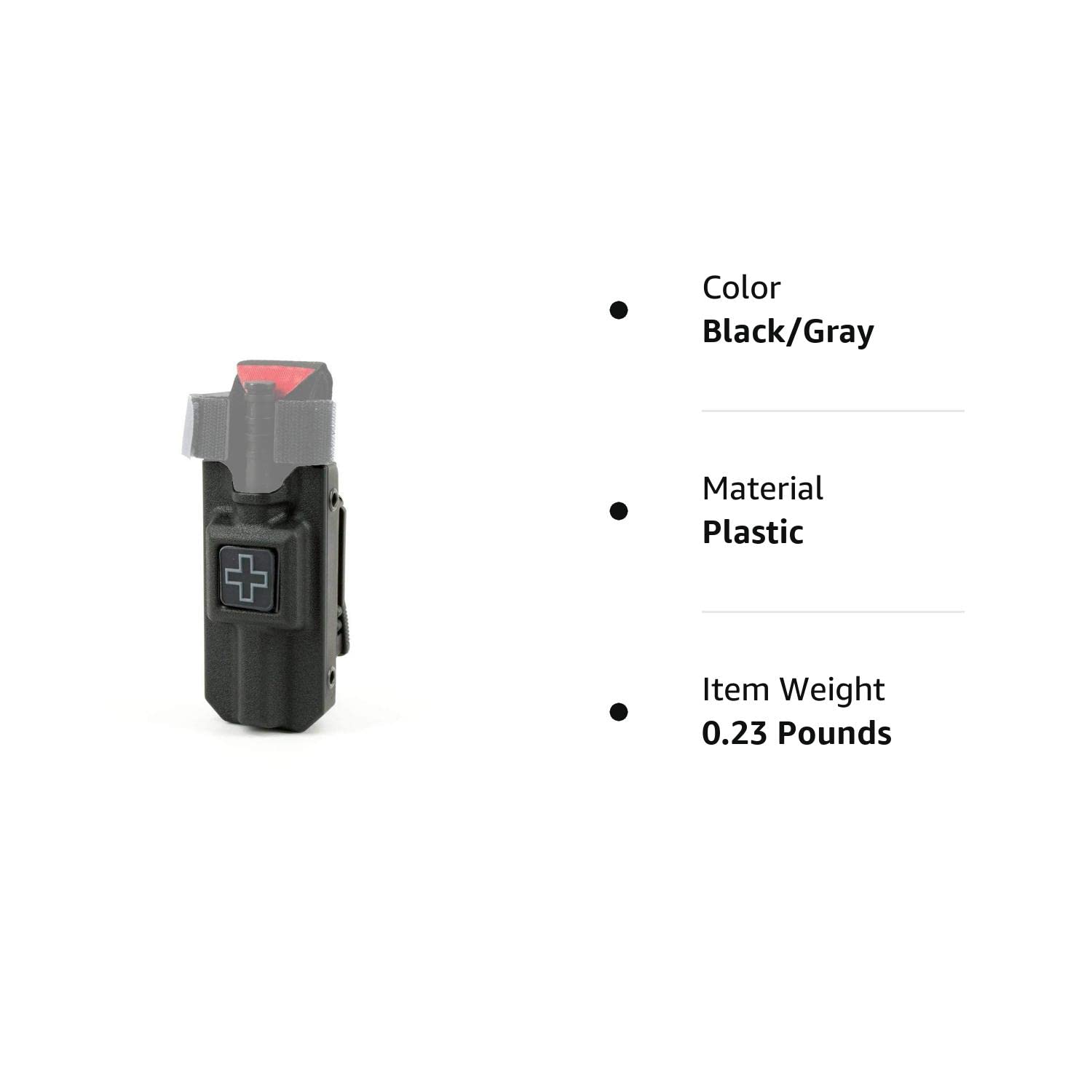 RIGID TQ Tourniquet Case for Generation 7 C-A-T Tourniquet, Belt (Tek-Lok) Attachment, Black with GRAY CROSS. (Tourniquet Not Included)