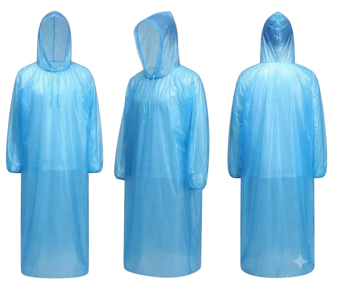 Unisex Disposable Rain Card for Emergency Use | Waterproof Rain with Smallest Pocket Size| Easy to Carry & Use and Reusable | 2 to 3 time wear Thin Plastic (8) (pack of 10)-image-20