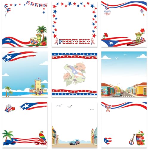 Lovarywow Puerto Rico Sticky Notes 3x3 Gifts for Puerto Ricans 9-Pack