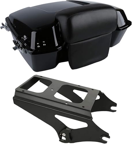 TCMT - Portaequipajes negros para motocicletas con respaldo y cierre, adecuado para Harley Touring 2009-2013 Road King, Road Glide, Street Glide,