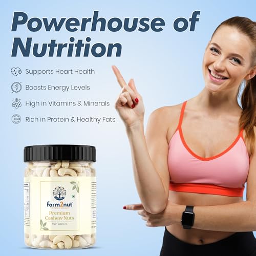 Image of farm2nut cashew 500gm | Natural Whole nuts | Airtight Jar | kaju 500g | Fresh & Crunchy nuts | cashew nuts 500gm | kaju 500 g|