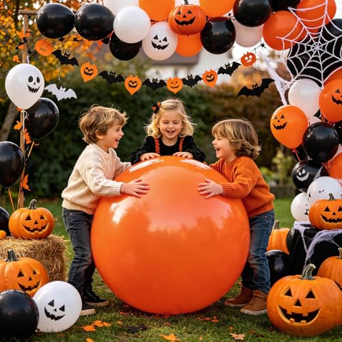 Image of 5Pcs Orange Big Balloons 36 Inch, Round Large Latex Party Balloons for Birthday Wedding Decorations
