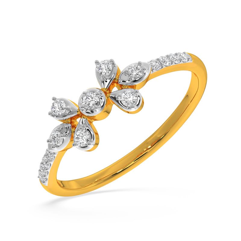 Image of KISNA 14k / 18k Real Gold & Diamond Ring | Diwali, Rakhi Rakshabandhan Gift for Sister /Bhabhi /Women | With Certificate of Authenticity & BIS-Hallmarked Gold Jewellery | Lauren Ring