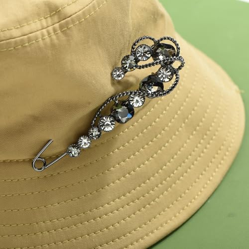 Image of 4.1 inch Vintage Rhinestone Crystal Flower Large Safety Pins Brooch Cardigan Scarf Sweater