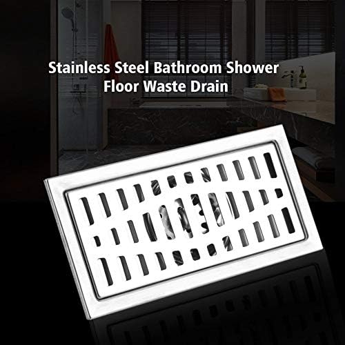 Floor Drain Strainer, Rectangle Stainless Steel Floor Drain Strainer, Bathroom Shower Steel Floor Drain Cover, Kitchen Waste Grate, 20x10x7cm, for Kitchen Bathroom