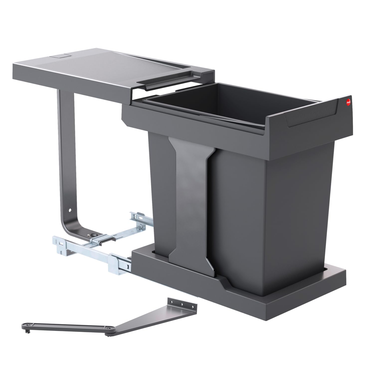 Hailo AS Solo 20 Rubbish Bin, Dark Grey, for Cupboards With Swivel Doors from 400 mm Width