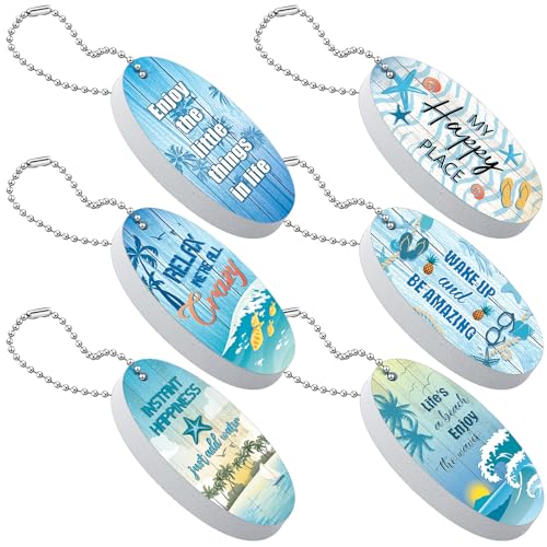 Yinkin 6 Pack Boat Key Floating Keychain Tropical Beach Floating