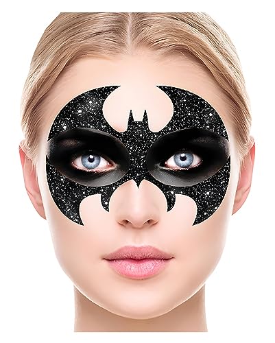 Horror-Shop Schwarzer Fledermaus Glitter Gesichts-Aufkleber für Halloween & Fasching