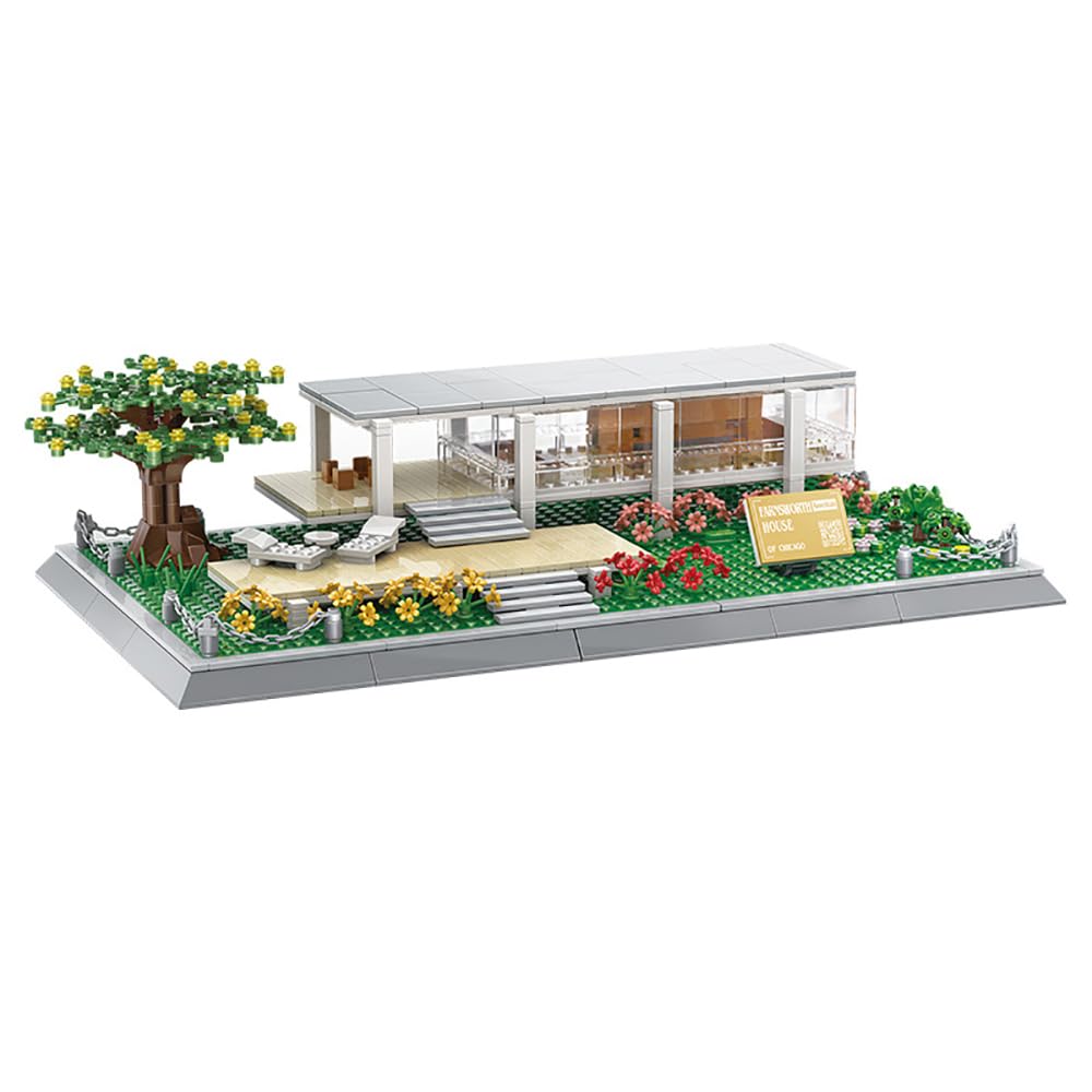 661Pcs Farnsworth House Illinois Building Blocks Toys Puzzle Set World Architecture Model Collection Creative for Kids Adults
