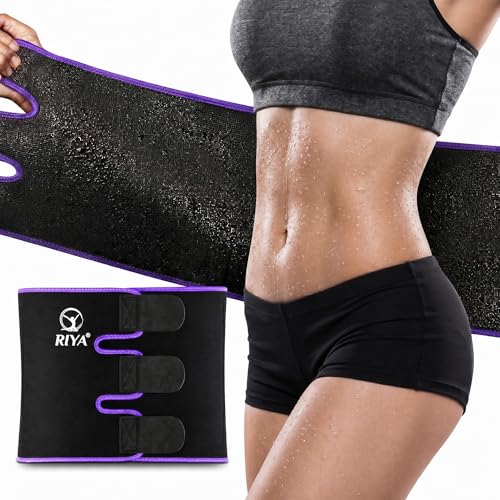 RIYA Waist Trimmer Sweat Waist Trainer for Women and Men Waist Sweat Belt Band Belly Stomach Wrap Purple