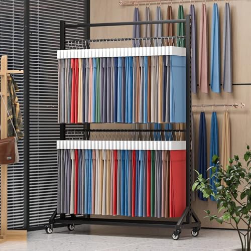 Perchero para telas con ruedas y organizador de ropa ajustable de piso