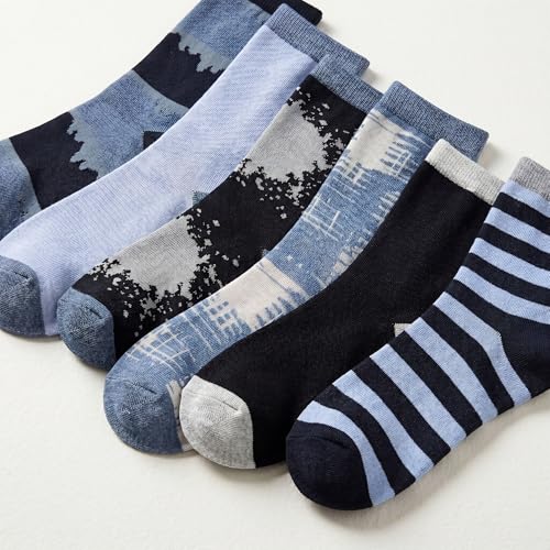 Image of Tipi Toe Women's 6-Pack Funky Crew Socks | Colorful Fun Patterned Novelty Dress Socks, Sizes 9-13