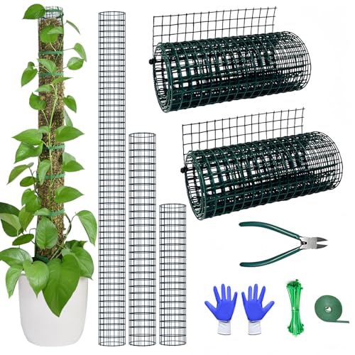 Moss Pole DIY Kit 6.6/13.2/26.4ft Metal Moss Pole for Plants Monstera 2Pcs 8.3in3.3ft Steel Mesh with Plier Cable Zip Ties Sphagnum Moss Pole (6.6ft Wire Mesh with Plier)