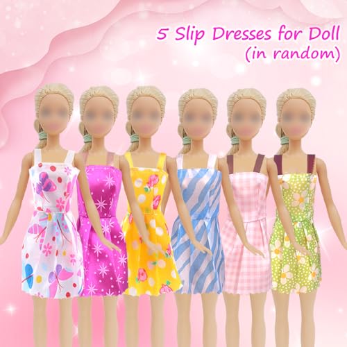 58 Puppen Kleidung Zubehör für 11,5 Zoll Puppen, Kompatibel mit Barbie Party Kleid 2 Prinzessinnenkleider 3 Stilvolles Kleider 3 Oberteile 3 Hosen 3 Badeanzüge 1 Hausrock 6 Slip Kleide 40 Zubehör