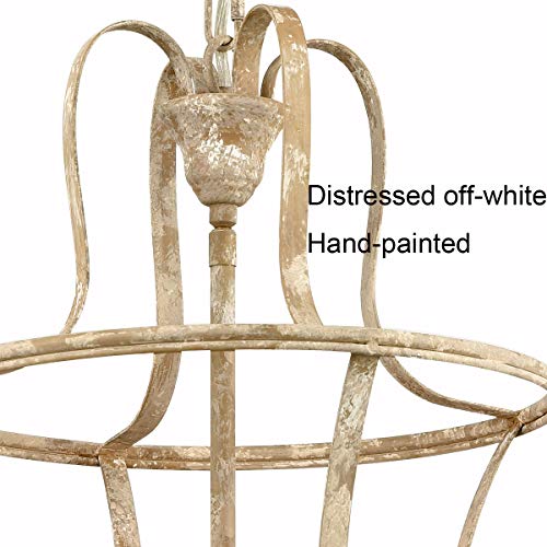 Teenyo T5250-4DU French Country Lantern Chandelier 4-Light Distressed White Pendant Light Fixtures thumb #2