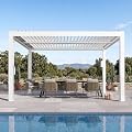 Modern Shade Louvered Pergola 10'x10' with USB Charging Power Strip, White