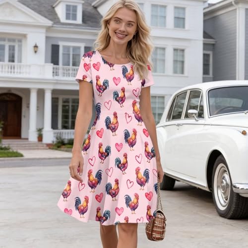 Image of AFPANQZ Womens Casual Summer Lightweight Vintage Dress Short Sleeve Midi Dress Knee-Long Luxury Formal Dress