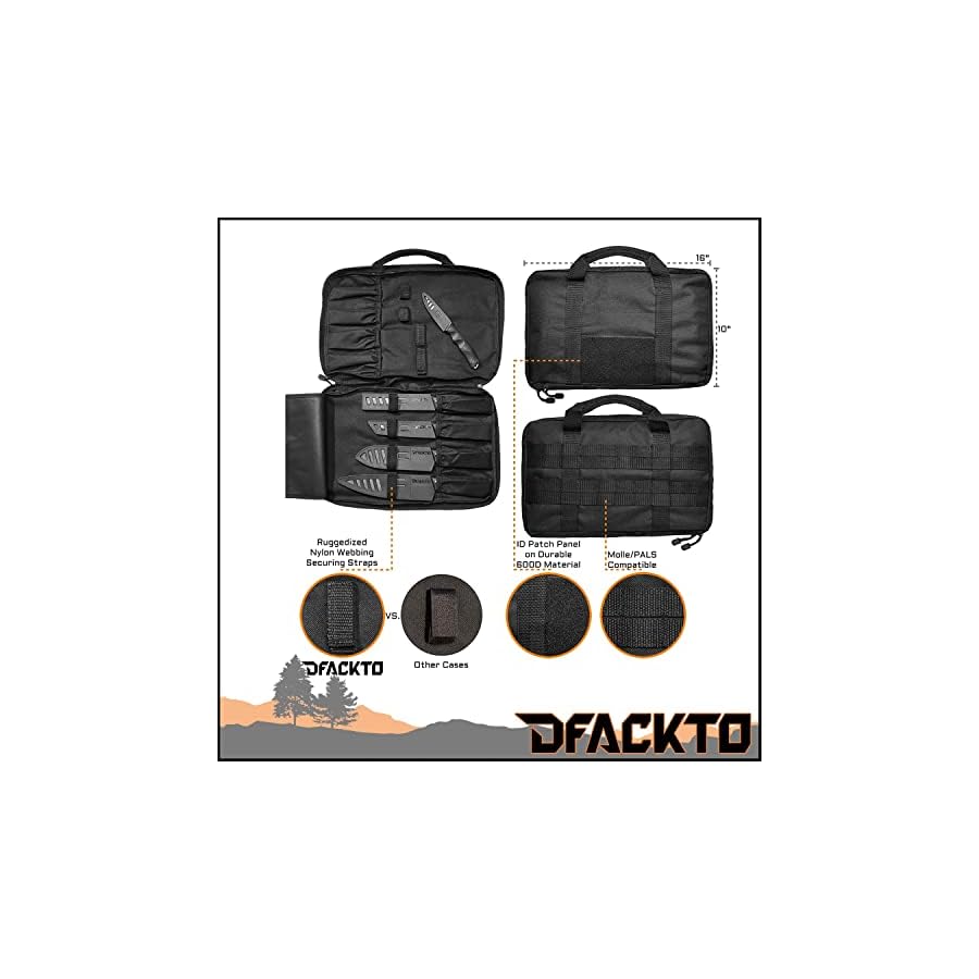 DFACKTO - 11 Piece Premium Rugged Chefs Knife Set with Sheaths and Case for Kitchen and Camping, Stonewashed High Carbon Stainless Steel Knives in Travel Kit, G10, Black Cooking BBQ Utensils